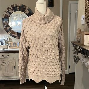 Tricotonic Cozy Beige Turtleneck Sweater